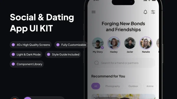 Heact - Dating App UI Kit with 40+ Screens for Figma