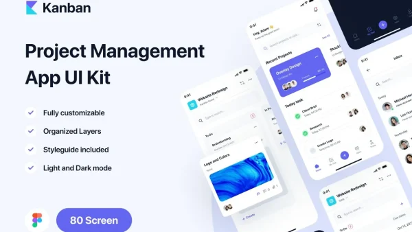 Kanban - Project Management App UI Kit Figma