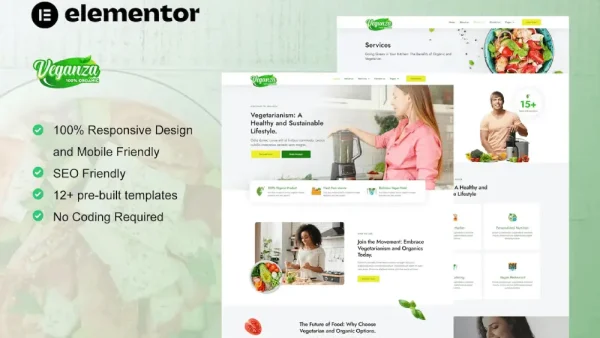 Veganza: Elementor Template Kit for Organic Food & Vegetarian Businesses