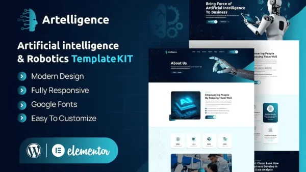 Artelligence: Elementor Template Kit for AI & Robotics Websites