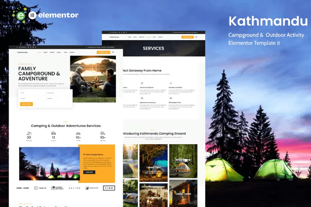 Kathmandu: Elementor Template Kit for Camping & Outdoor Activity Websites