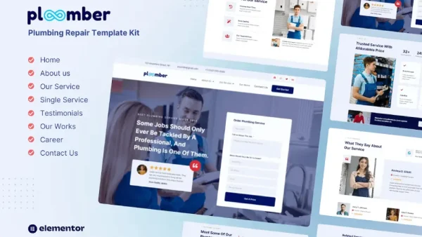 Ploomber: Plumbing Repair Elementor Template Kit for Service Websites