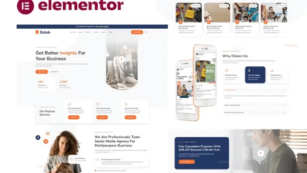 Zeleb: Elementor Template Kit for Social Media Marketing & Digital Advertising