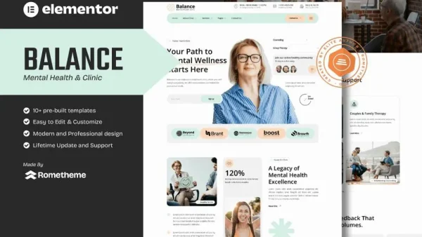 Balance: Elementor Template Kit for Mental Health Clinics