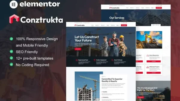 Conztrukta: Elementor Template Kit for Construction & Building Services