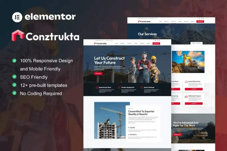 Conztrukta: Elementor Template Kit for Construction & Building Services