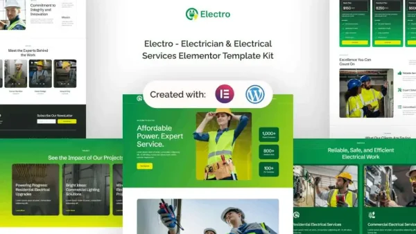 Electro – Elementor Template Kit for Electrician & Electrical Services