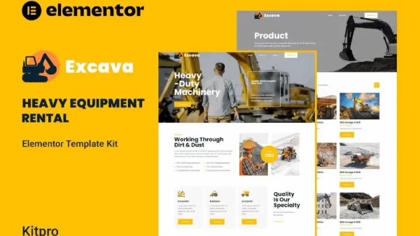 Excava: Elementor Template Kit for Heavy Equipment Rentals