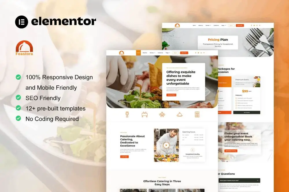 Feastora: Elementor Template Kit for Restaurants & Catering Services