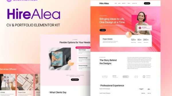 HireAlea: Personal CV Elementor Template Kit for Professional Portfolios