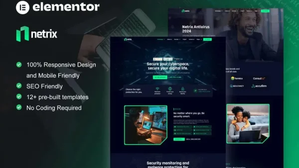 Netrix: Elementor Template Kit for Cyber Security Services