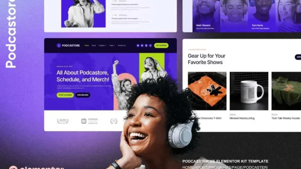 Podcastore: Elementor Template Kit for Podcast & Merch Store