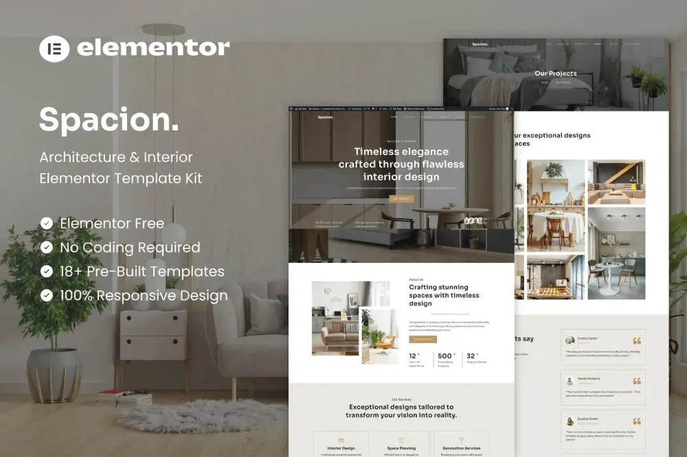 Spacion: Elementor Template Kit for Architecture & Interior Design