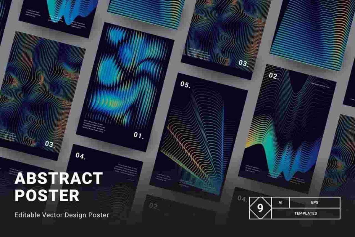 FBN 6 Backgrounds Poster Abstract 2 – Vertical Abstract AI & PNG Set
