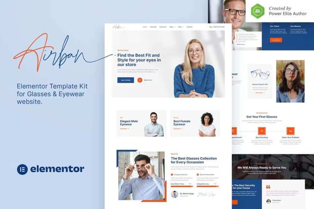 Airban: Elementor Template Kit for Glasses & Eyewear Shops