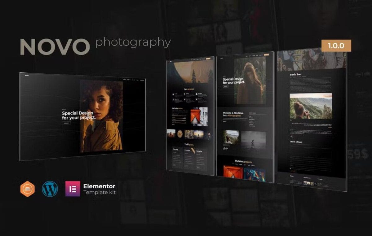 Novo: Elementor Template Kit for Photography Portfolios & Studios