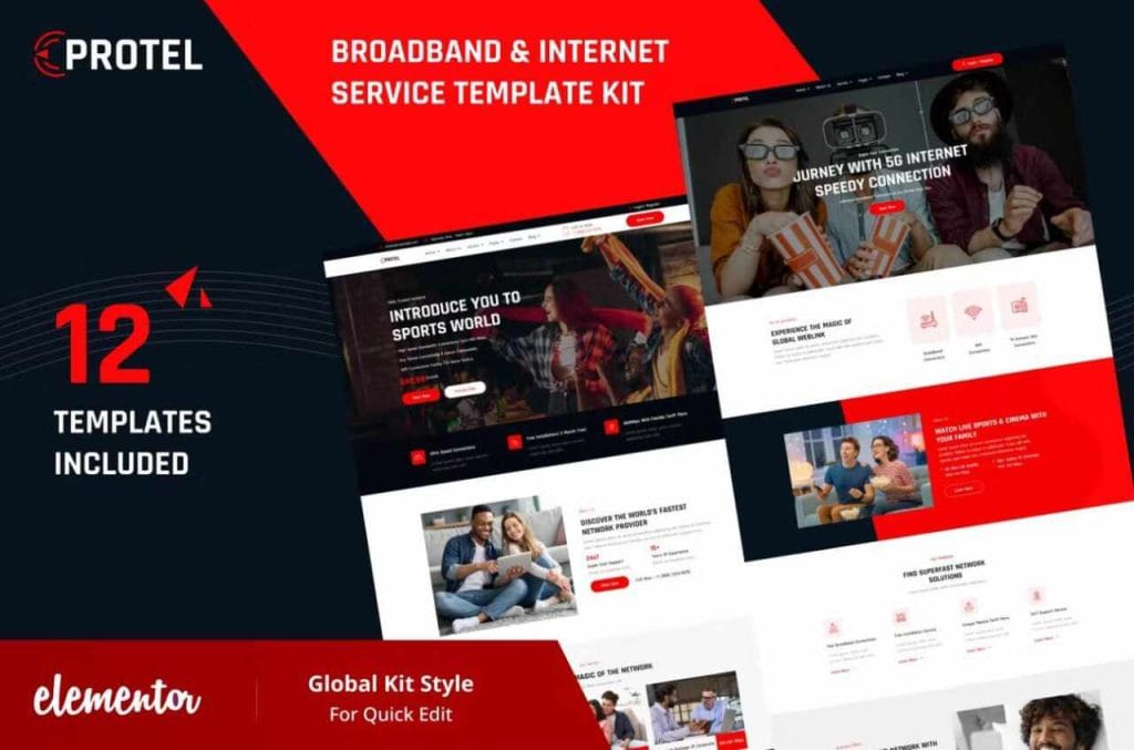 Protel: Elementor Template Kit for Broadband & Internet Providers