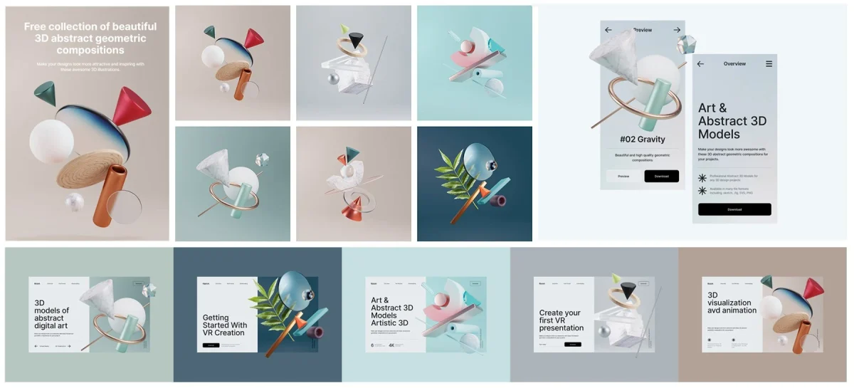 Collection of 3D Abstractions - Modern Artistic Visuals | 3DA001