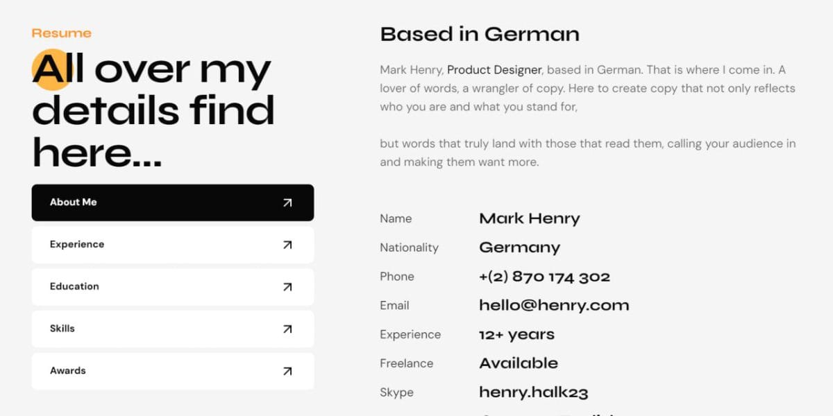 Perez - HTML Personal Portfolio Website Template