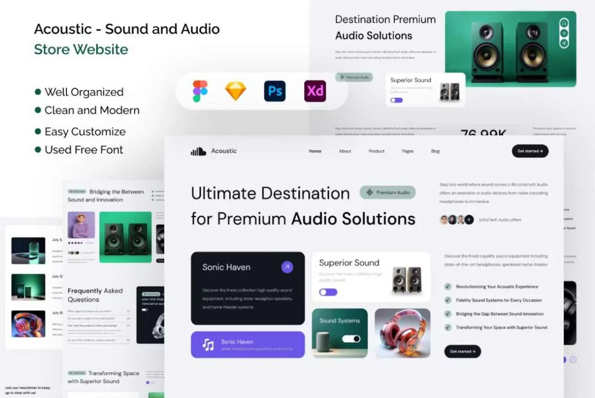 Acoustic: Sound & Audio Store Website Template for Figma