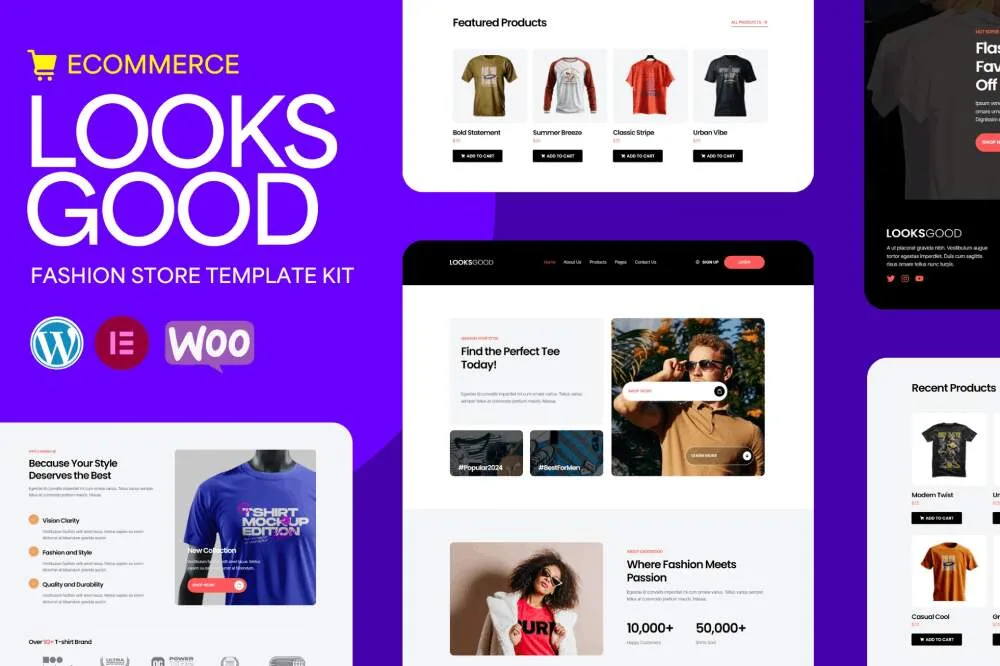 LooksGood: Elementor Pro Template Kit for T-shirt & Fashion Stores