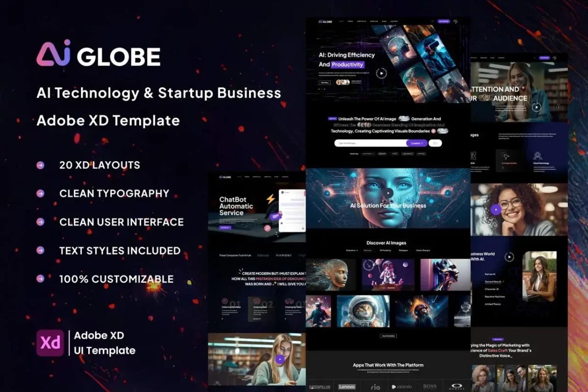 Ai Globe - Modern AI Technology Adobe XD Template for Startups - Image 1