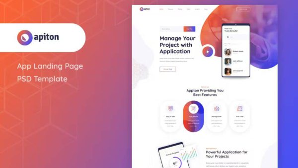 Apiton - Multi-Concept App Landing Page PSD Template