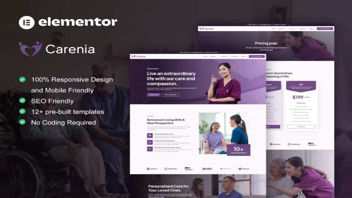 Carenia – Home Care & Private Nursing Services Elementor Template Kit - Image 1