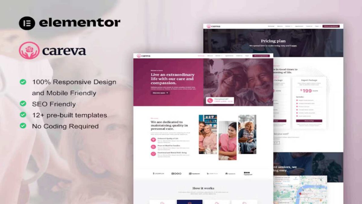 Careva – Senior Care Services Elementor Pro Template Kit - Image 1
