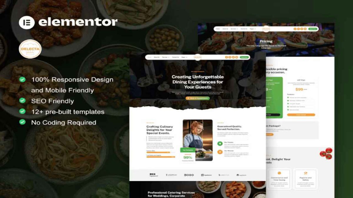 Delecta – Catering Service & Restaurant Elementor Template Kit - Image 1