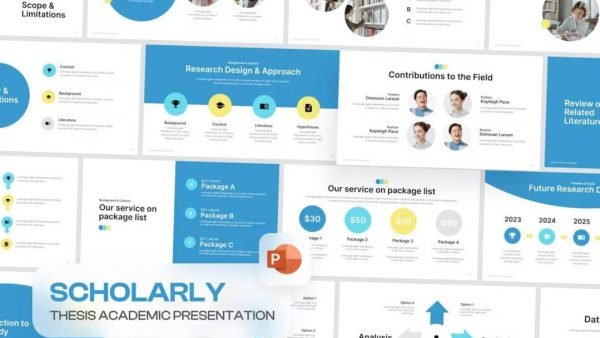 Thesis Academic PowerPoint Template - Modern Presentation for Education and Business