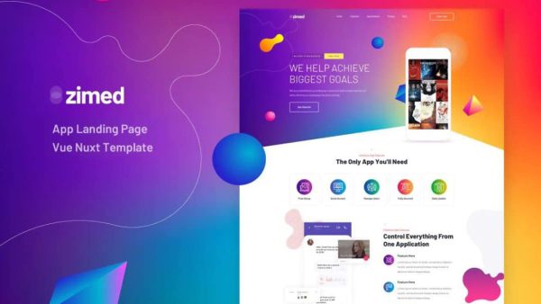 Zimed - Vue Nuxt Mobile App Landing Page Template