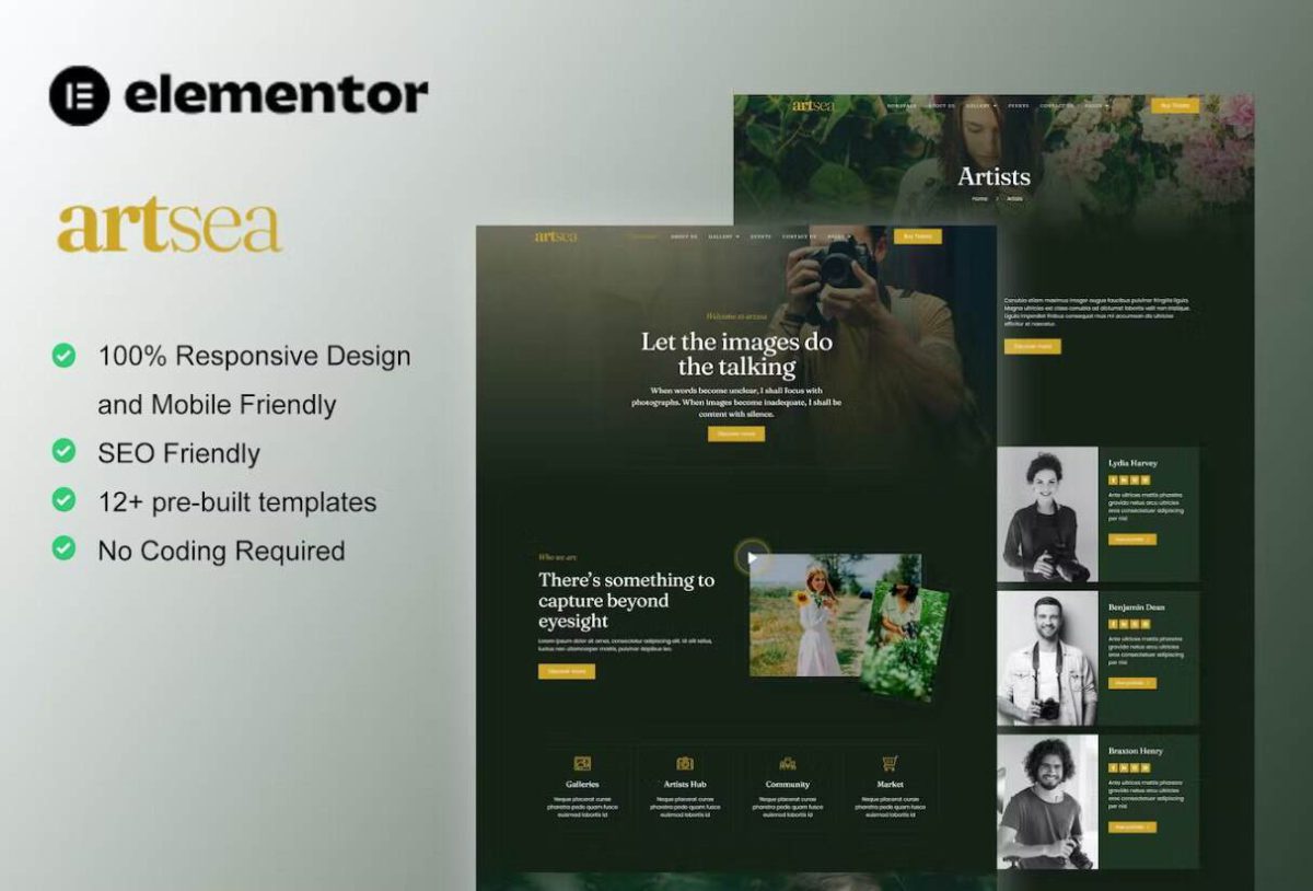 Artsea: Elementor Template Kit for Photography & Art Galleries - Image 1