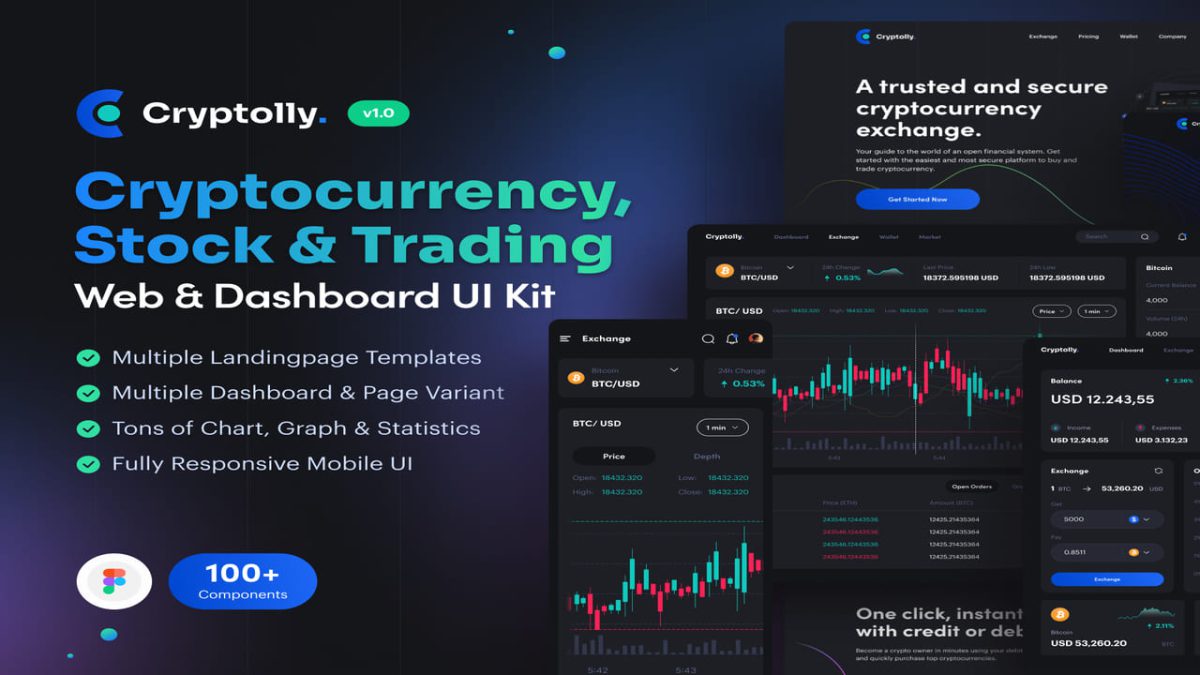 Cryptolly - Cryptocurrency Landing Page & Dashboard UI Kit - Image 1