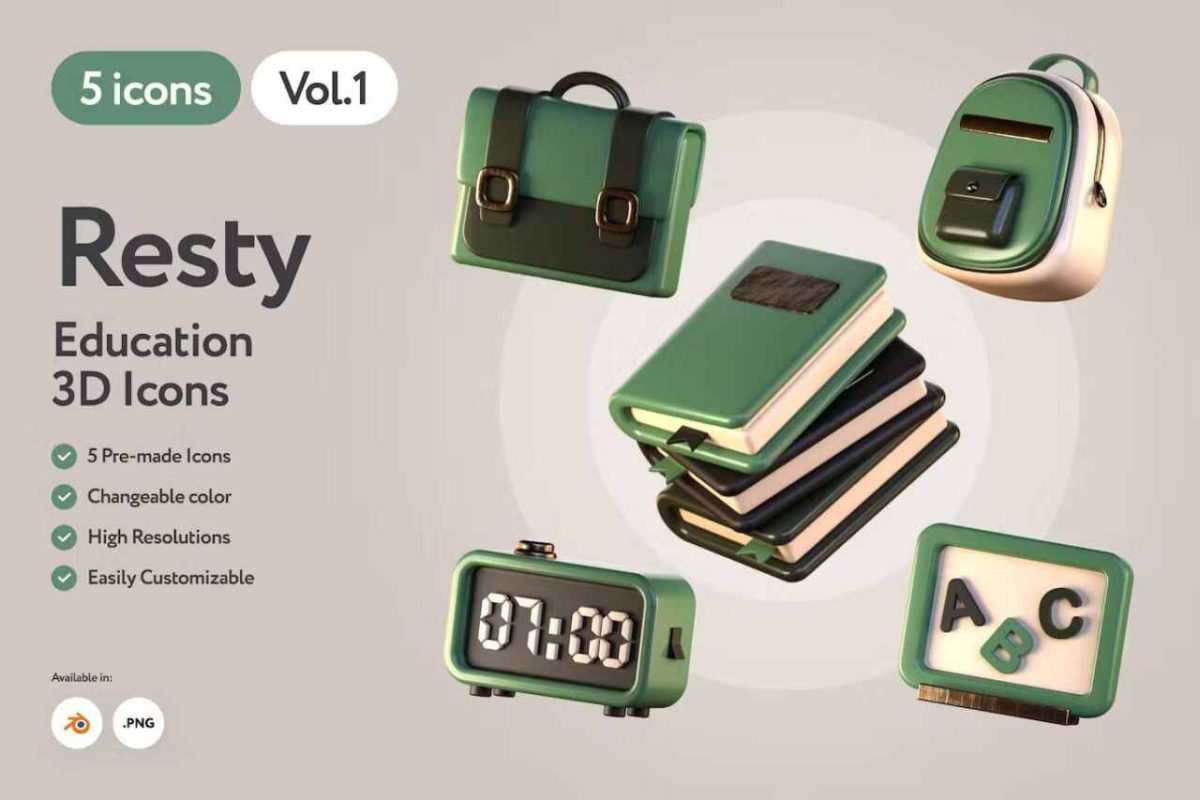 Ecology 3D Icons – Sustainable Icons Set in PNG, OBJ, GLB Formats - Image 1