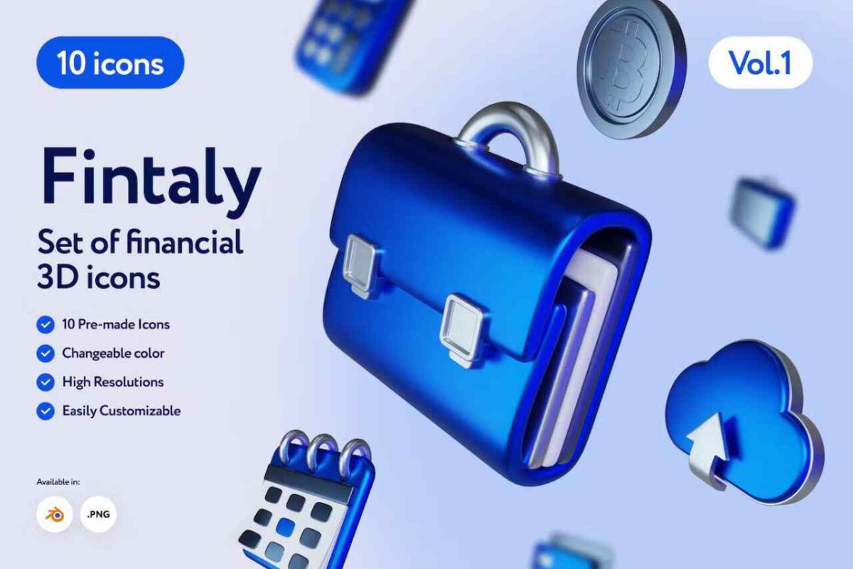 Fintaly - 3D Finance Icons Set – 30 Financial Icons in PNG, BLEND - Image 1