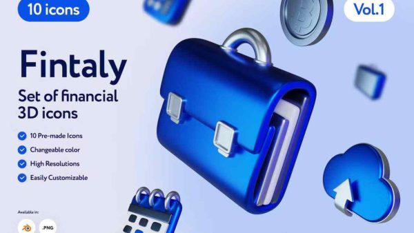 Fintaly - 3D Finance Icons Set – 30 Financial Icons in PNG, BLEND