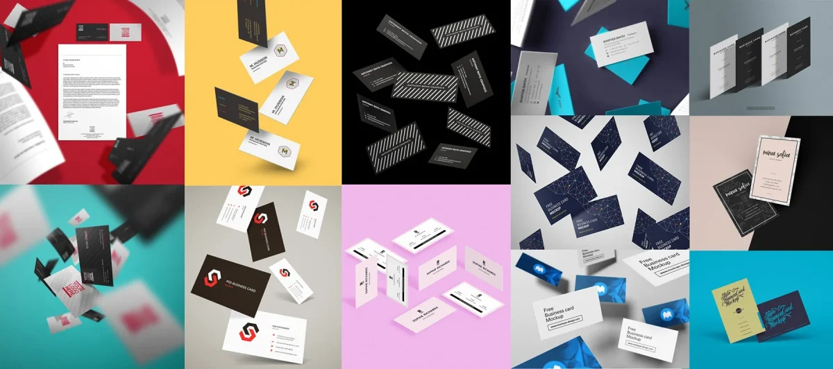 Fly Falling Business Card Mockups - Dynamic 3D Display Design | FBC001 - Image 1