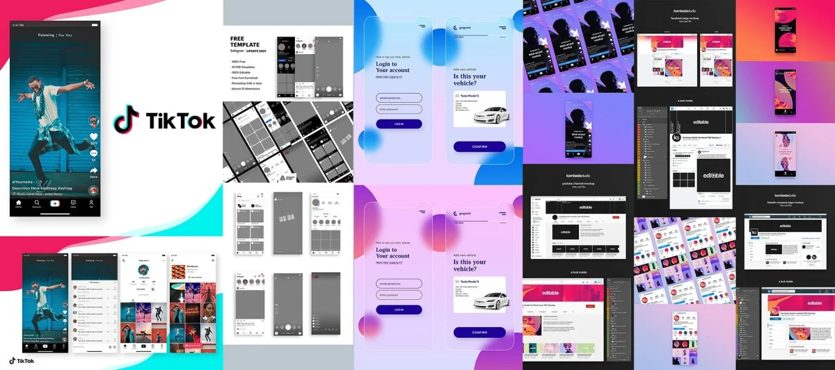TikTok Instagram Templates Frosted Glass iPhone 12 Pro Max UI Mockup | TIL001 - Image 1