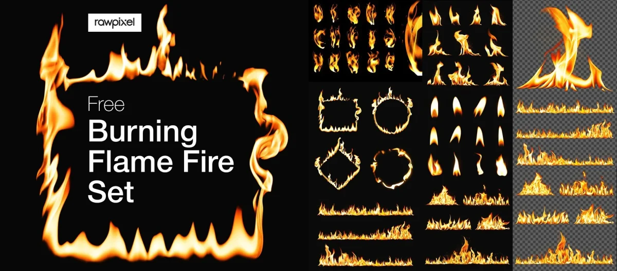 Burning Flame Fire Set - Realistic Fire Effects | BF001 - Image 1