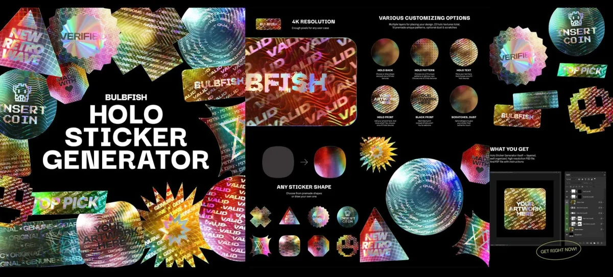 Holo Sticker Generator Holographic Sticker Designs | HSG001 - Image 1