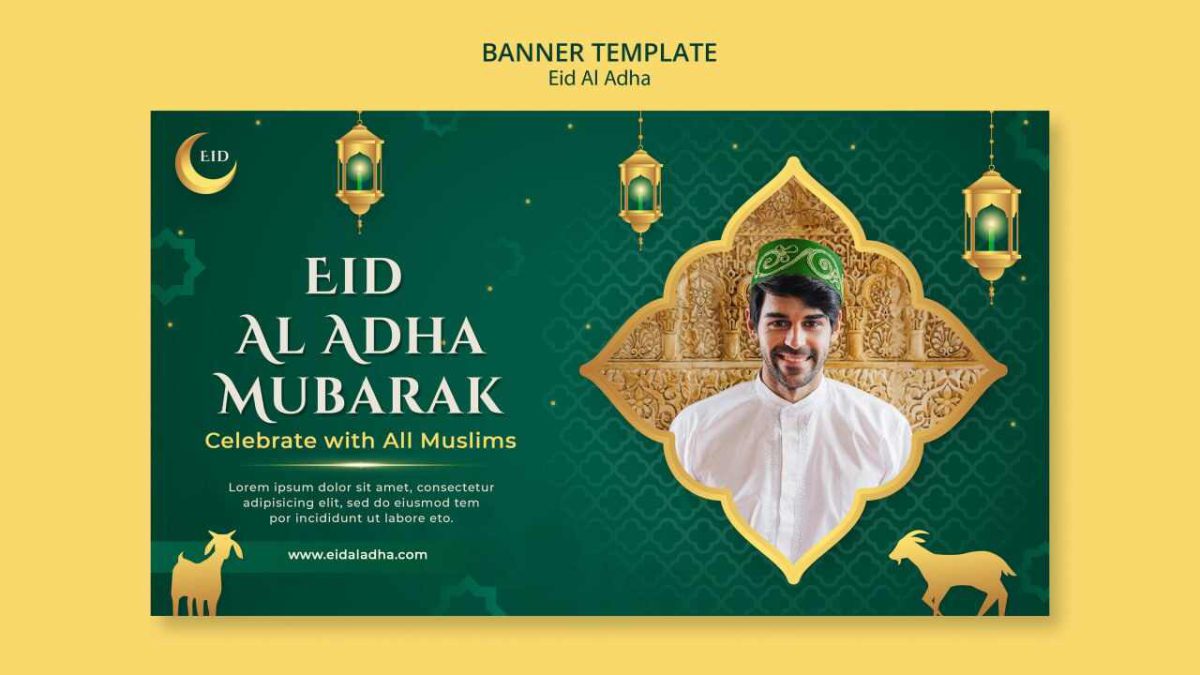 Eid Al Adha Mubarak – Customizable Festival Design G6X2R1 - Image 1