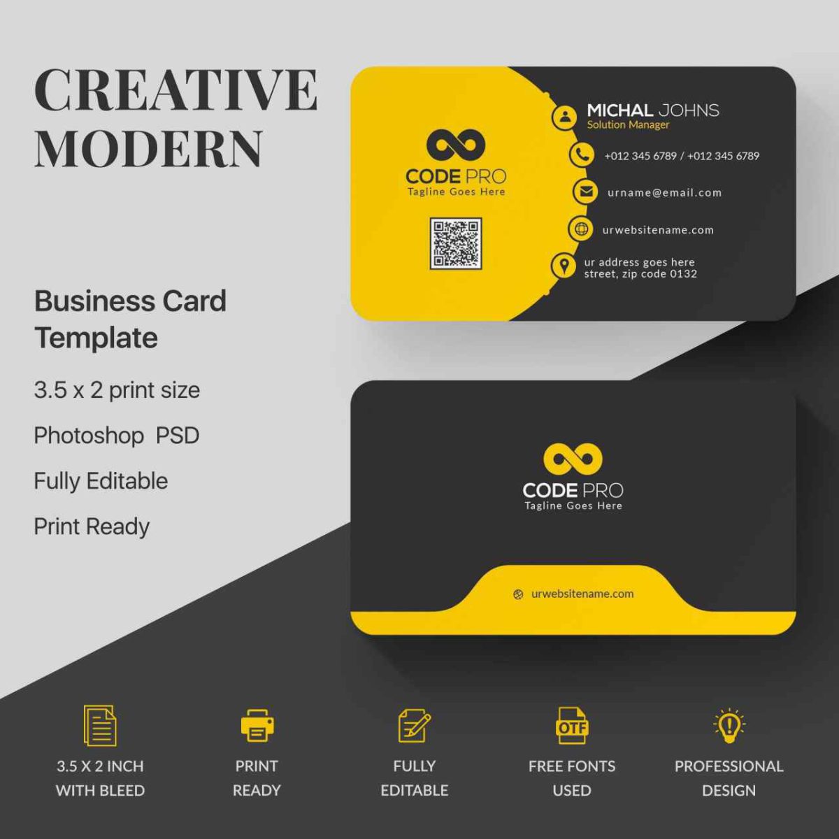 Professional Business Card PSD Template – X7Q2L9 - Image 1