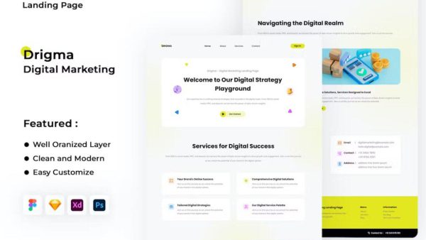 Drigma - Digital Marketing Landing Page for Figma, Sketch, XD & Photoshop