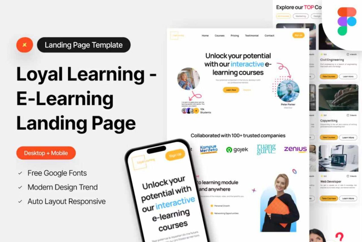 Loyalty Learning: eLearning Dashboard Page Template for Figma - Image 1
