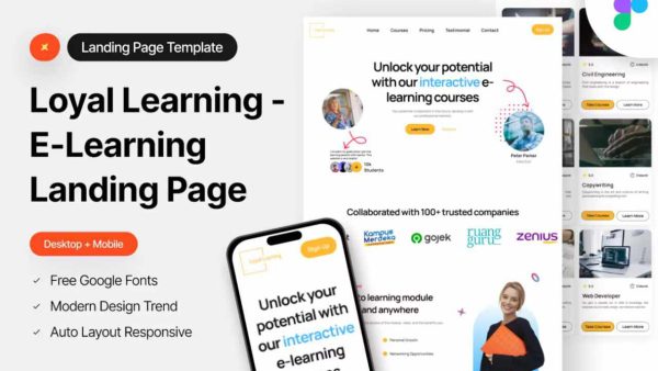 Loyalty Learning: eLearning Dashboard Page Template for Figma