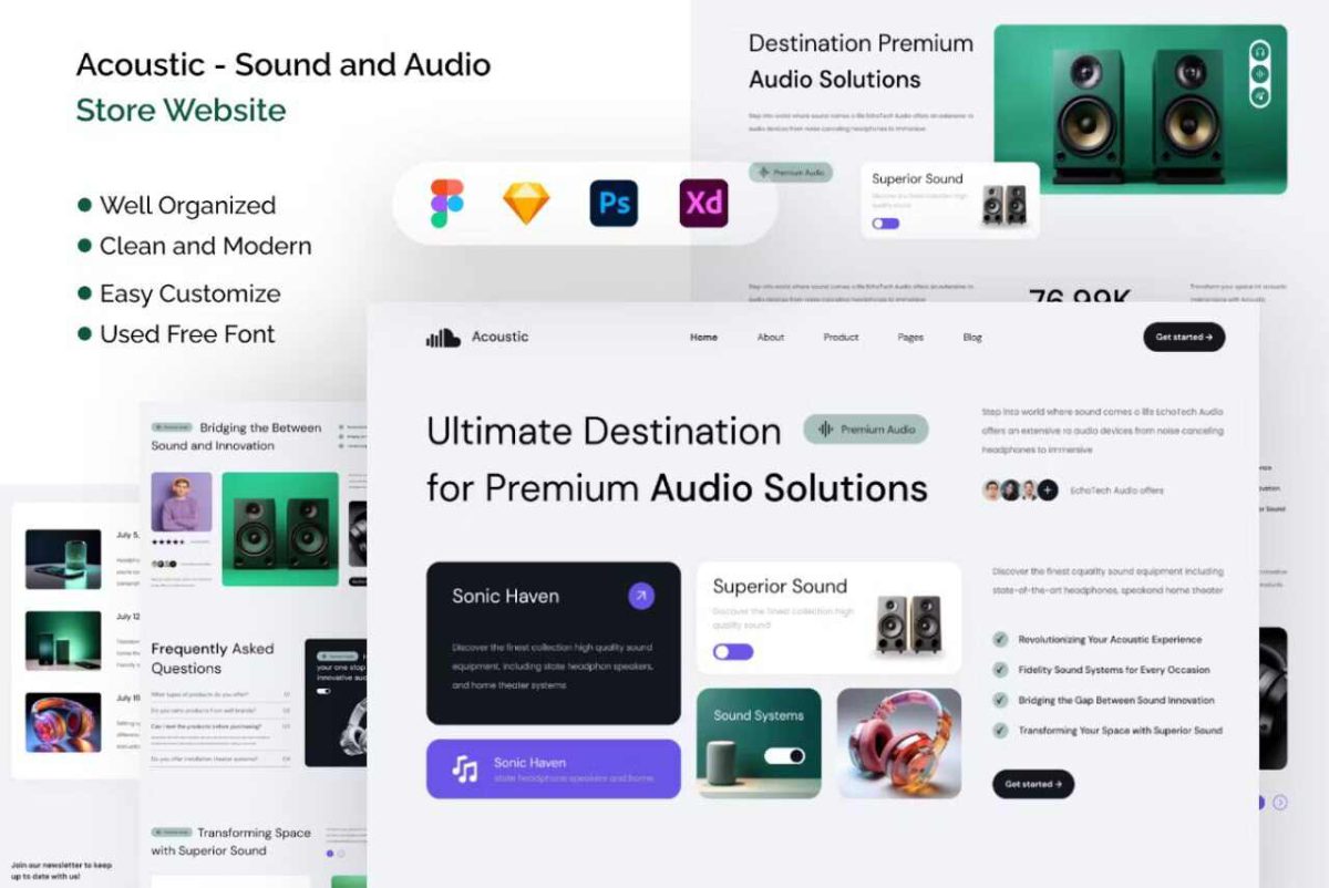 Acoustic: Sound & Audio Store Website Template for Figma - Image 1