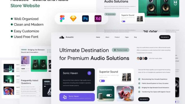 Acoustic: Sound & Audio Store Website Template for Figma