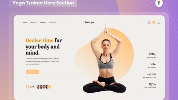 Aneyoga: Yoga Trainer Hero Header Design for Figma