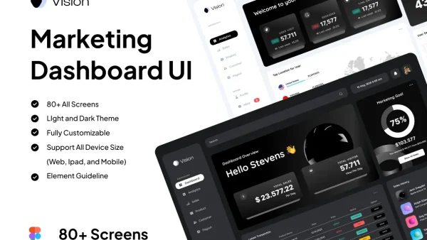 Vision - Marketing Dashboard UI Kit with 80+ Screens